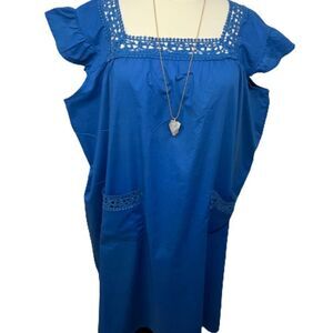 Dreams Co. Royal Blue Ruffle Sleeve‎ House Dress/Nightie/Sun Dress  -- 5X